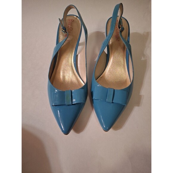 LILY PULITZER Women's Blue Kitten Pump Heel Sling Back Shoes Size 10 - Picture 10 of 11